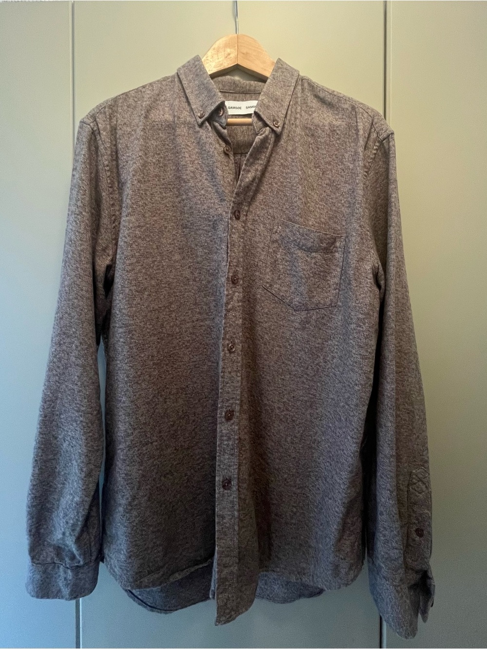 SAMSOE Men's Button-Down Shirt in Heather Brown-Gray